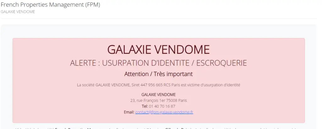 alerte plateforme frauduleuse galaxie vendome colman avocats usurpation escroquerie