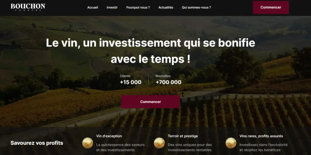 alerte plateforme frauduleuse vins investissements