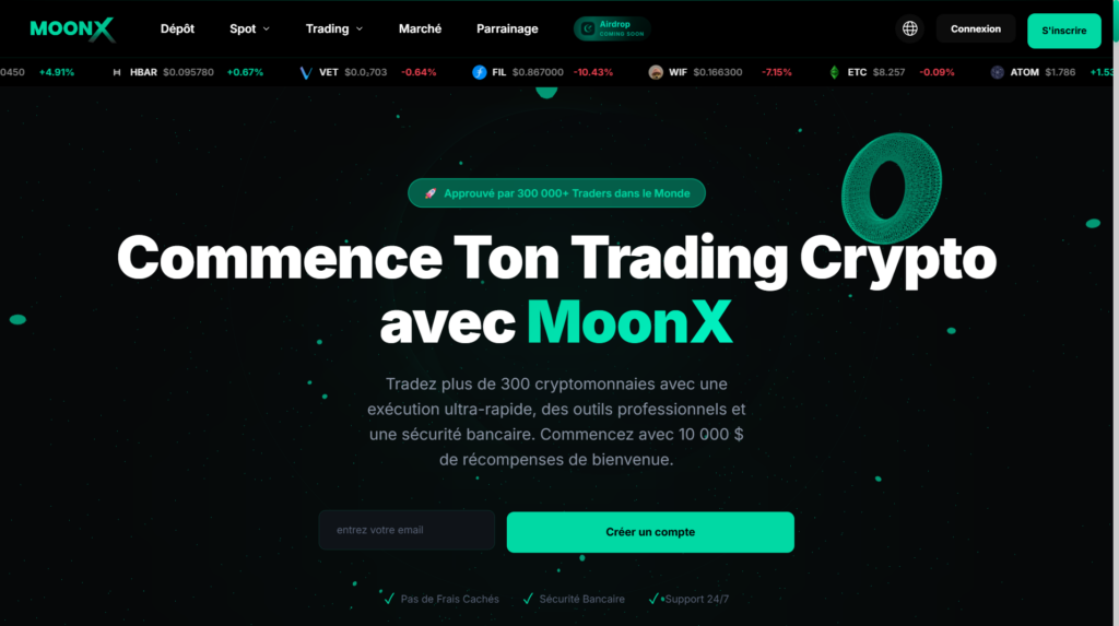 La plateforme moonx.io est sur la liste noire de l'autorité des marchés financiers